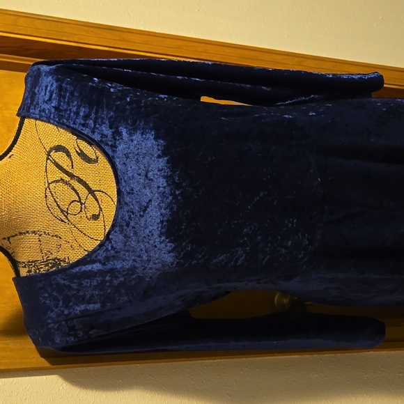 All That Jazz Velvet Maxi Dress - Vintage Deep Blue Size L - Picture 3 of 9